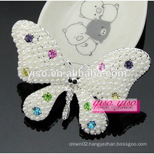 beautiful colored butterfly animal crystal and pearl brooch